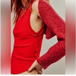 Free People NWT Prima Donna Knit Bolero in the color Cherry one size fits most